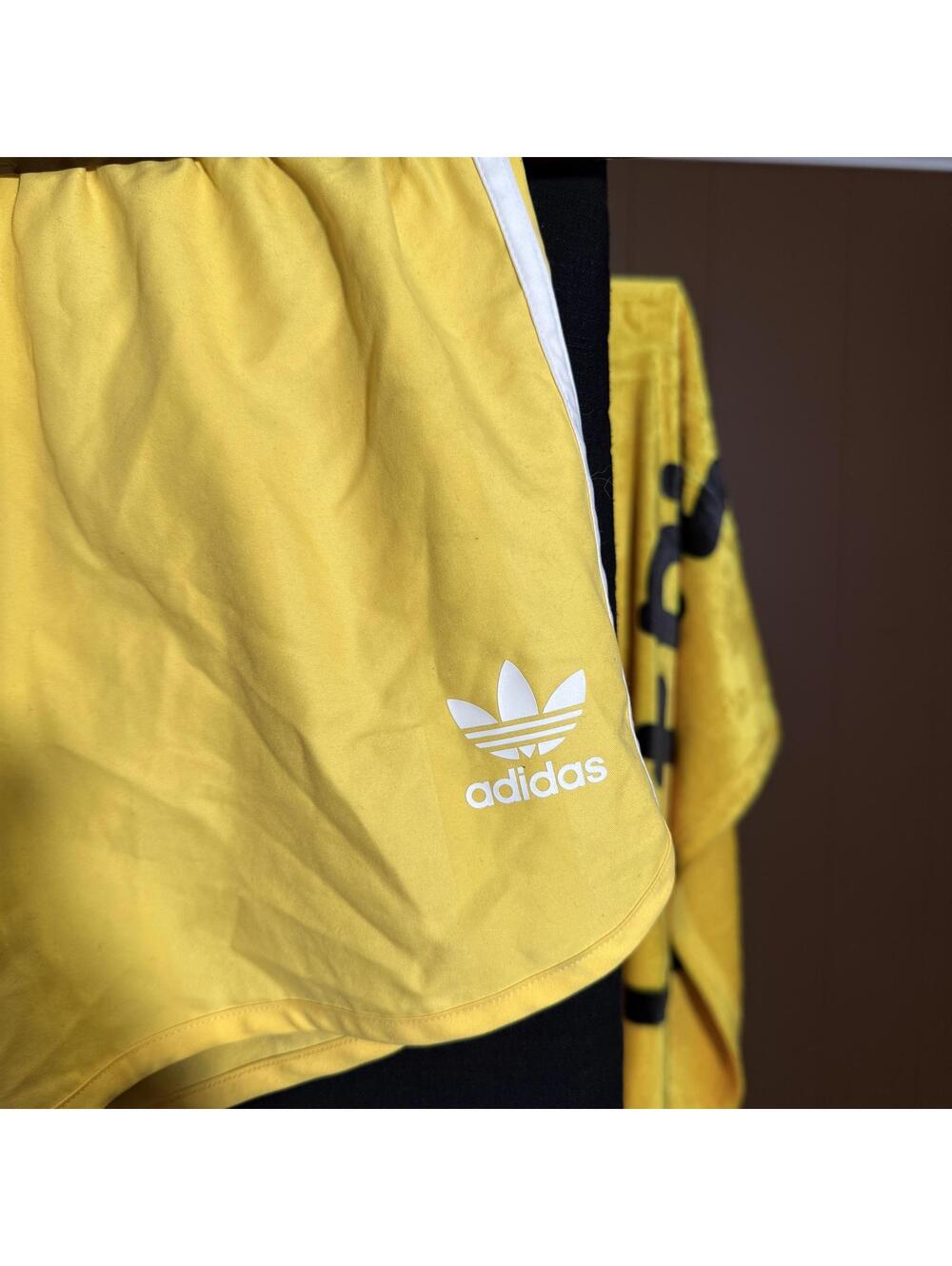 Adidas Yellow Vintage Athletic Swim Shorts with Stripes - Picture 2 of 7